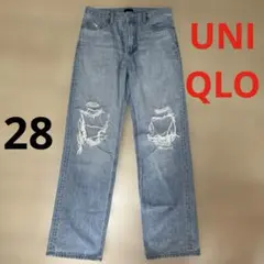 UNIQLO JEANS ダメージ加工 ストレートジーンズ 28