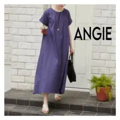 新品 ANGIE コットンAラインマキシワンピース ネイビー