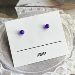 まち針ピアス　ミニピアス　ハンドメイド　紫　パープル