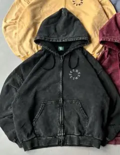 that's lifeブラック ジップアップパーカー プリント