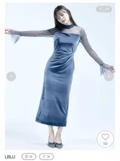 SNIDEL スナイデル　シアードッキングベロアドレス ネイビー 0サイズ