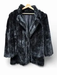 USA製 フェイクファーコート メンズXL 防寒◎ ストリート 古着 ブラック