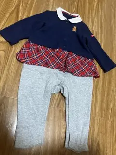未使用に近いミキハウス　重ね着風カバーオール