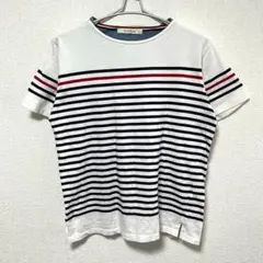 confirm⭐️ (L) Tシャツ クールネック ボーダー コットン100%のサムネイル