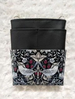 オーガナイザー　ウィリアムモリスラミネート×合皮　多機能ポーチ　ナースポーチ