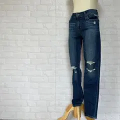 ジョーズジーンズ ダメージデニム ストレート スキニー W26 浅め 美脚 脚長