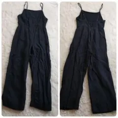 H&M　エイチアンドエム　リネンキャミソールサロペット　オールインワン　黒　S