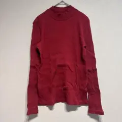 UNIQLO ユニクロ カットソー ハイネック 長袖 リブ 赤 カジュアル