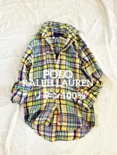 ポロラルフローレン　麻100%マドラスチェックシャツ　リネン　ポニー刺繍