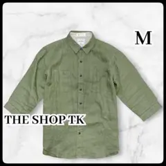 THE SHOP TK ベルギーリネン シャツ M カーキ 長袖 アウター