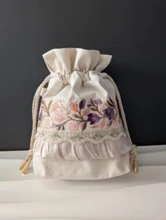 インド刺繍リボン ミニ巾着 バッグ ハンドメイド