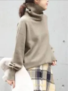 スピックアンドスパン カシミヤ混ウール タートル ニット