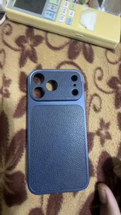 iPhone 17 pro max用ケース ネイビー レザー調 シンプル