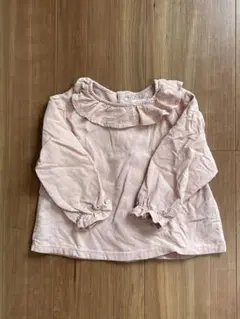 ベビー服 74 ZARA BABY 長袖 フリルブラウス コーデュロイ ピンク
