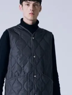 TAION(タイオン)〈ユニセックス〉ミリタリー Vネックボタン ダウンベスト黒