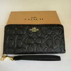 COACH コーチ 長財布 エンボス ブラック CCL35