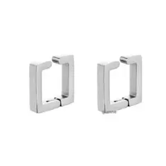 イヤリング スクエア フープ シルバー ステンレス シンプル ワンタッチ 新品