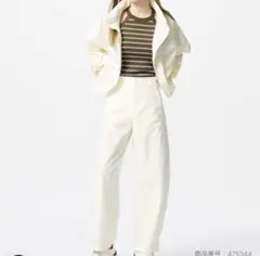 ユニクロ ジャージーバレルレッグパンツ オフホワイト