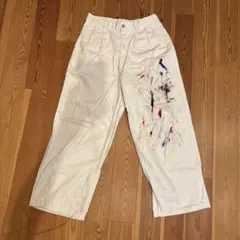 アートペイント ワークパンツ ホワイト