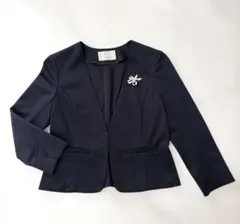 美品　洗える　anySiS ノーカラージャケット　卒業式　入学式　濃紺　9号