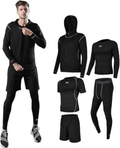 コンプレッションウェア 5点セット XL 黒 トレーニング 速乾