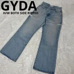 GYDA H/W BOTH SIDE RIPPEDストレートワイドデニムパンツ