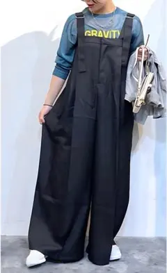 andquarter Hymn LIPA きれい見え ツイルサロペット ブラック