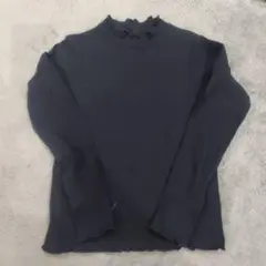 GU キッズ メロウネック 長袖カットソー ブラック 130cm