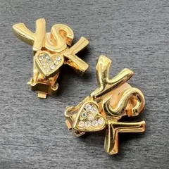 Yves Saint Laurent イヤリング ハート ラインストーン ロゴのサムネイル