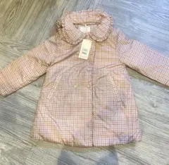 新品　ネクスト NEXT チェック フリルカラーコートジャケット　キッズダウン