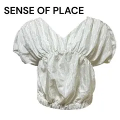 SENSE OF PLACE クラッシュサテン クロップドブラウス one 白