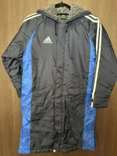 [新品]adidas フード付きロングコート ネイビー/ブルー 140