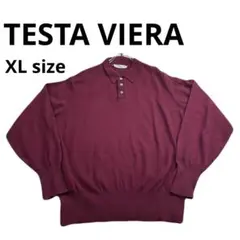 最高級　TESTAVIERA カシミヤ100% ポロニット ボルドー系