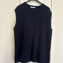 センスオブプレイス　メンズ　ネイビー リブ編み ノースリーブベスト