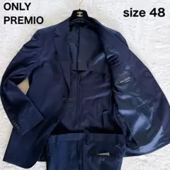 新品✨【ONLY PREMIO】ロロピアーナ生地スーツ ネイビーストライプ 48のサムネイル