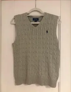 POLO ラルフローレン　ケーブルニットベスト　グレー
