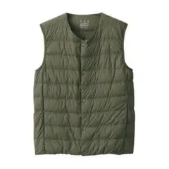 無印良品 ノーカラーダウンベスト サイズS グリーン
