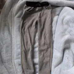 グレー スウェット ロングパンツ デニム風ポケット付き　裏地つき