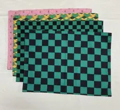 市松・麻の葉・亀甲模様　ランチマット　４枚セット　No.42