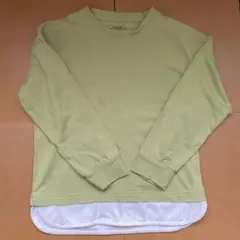 ヘビロッtee 重ね着風ロンT／グローバルワーク　黄緑　130cm