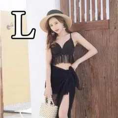 水着 ビキニ 黒 ブラック レディース L 3点セット 18-30