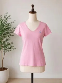 RALPH LAUREN SPORT Vネック Tシャツ ピンク ポニー刺繍 Sのサムネイル