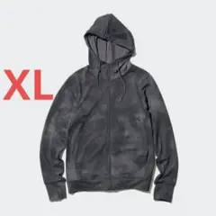 エアリズムUVカットメッシュフルジッププリントパーカ ダークグレー 大きいサイズ