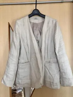 ジャーナルスタンダードレリューム　リネン ノーカラージャケット ベージュ