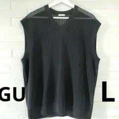 GU ジーユー　ウォッシャブルメッシュニットベスト ブラック 黒 Ｌサイズ