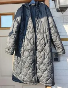 黒 キルティング ロングダウンジャケットコート Mサイズ チャック壊れ。