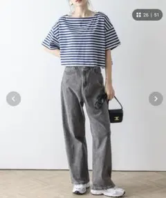 la-gemme クロップドボーダーTシャツのサムネイル
