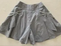 【ポンポネット】スカパン 150 グレー リボン レース キュロット 女の子