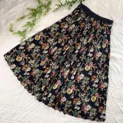 美品♡ブージュルード ☆ 前面プリーツスカート ウエストゴム　花柄