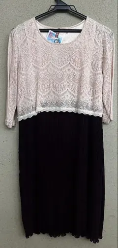 【美品】授乳用レーストップ・プリーツスカート ワンピース　Mサイズのサムネイル